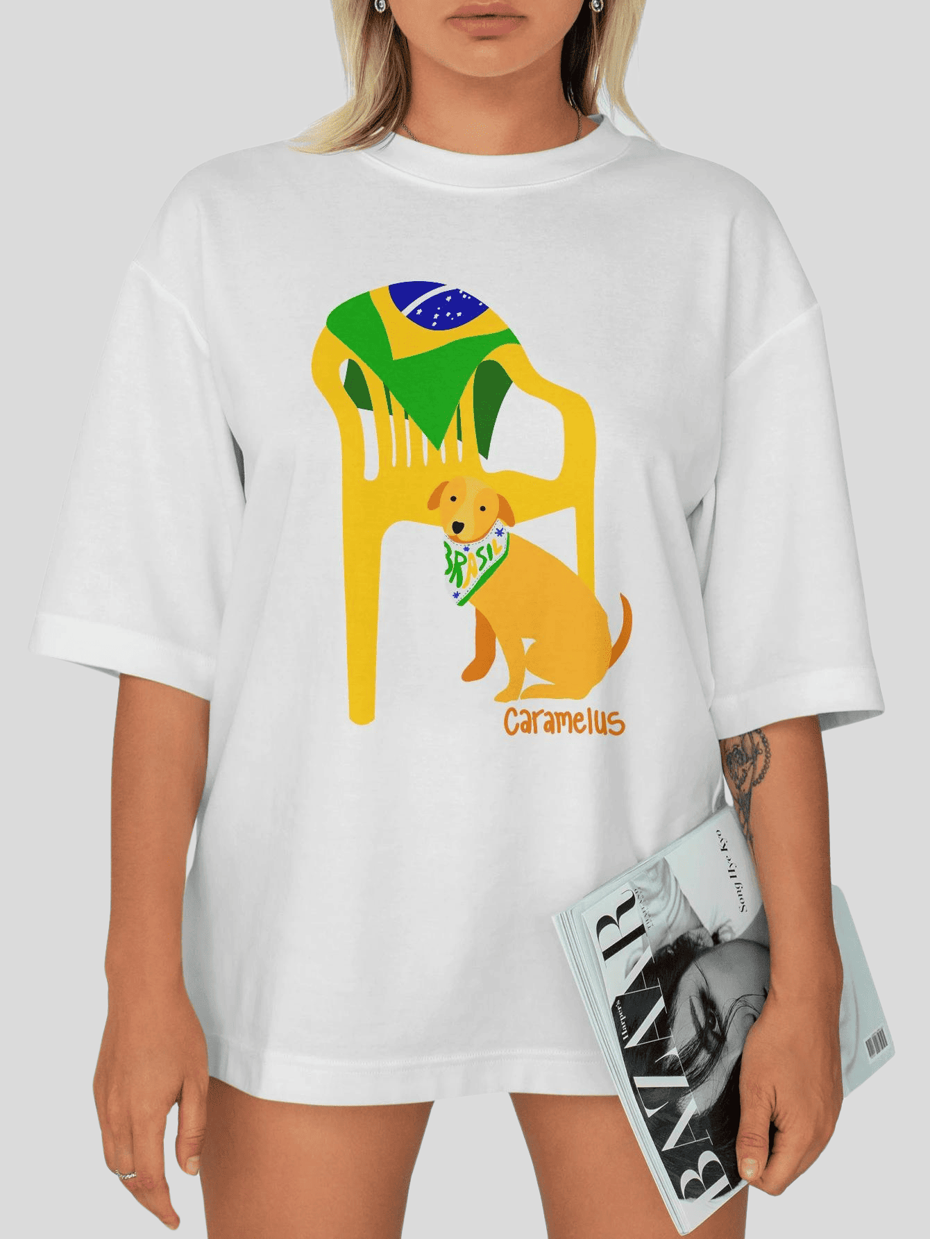 Camiseta Brasil Stylish - Cachorro Caramelo