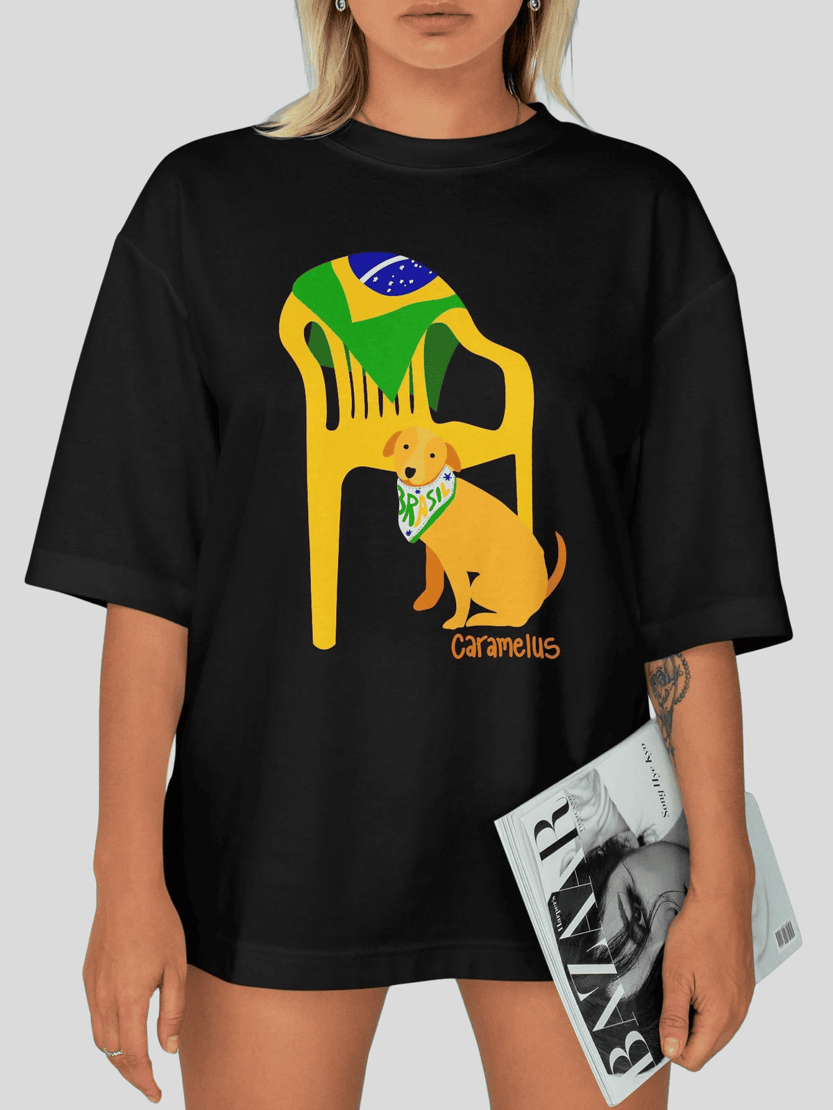 Camiseta Brasil Stylish - Cachorro Caramelo